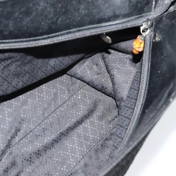 GUCCI Bamboo Hand Bag Canvas 2way Black Silver 002 2058 0439 5 Auth BA3352 - Picture 12 of 16